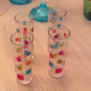Set of 4 slender shot glasses for outdoors